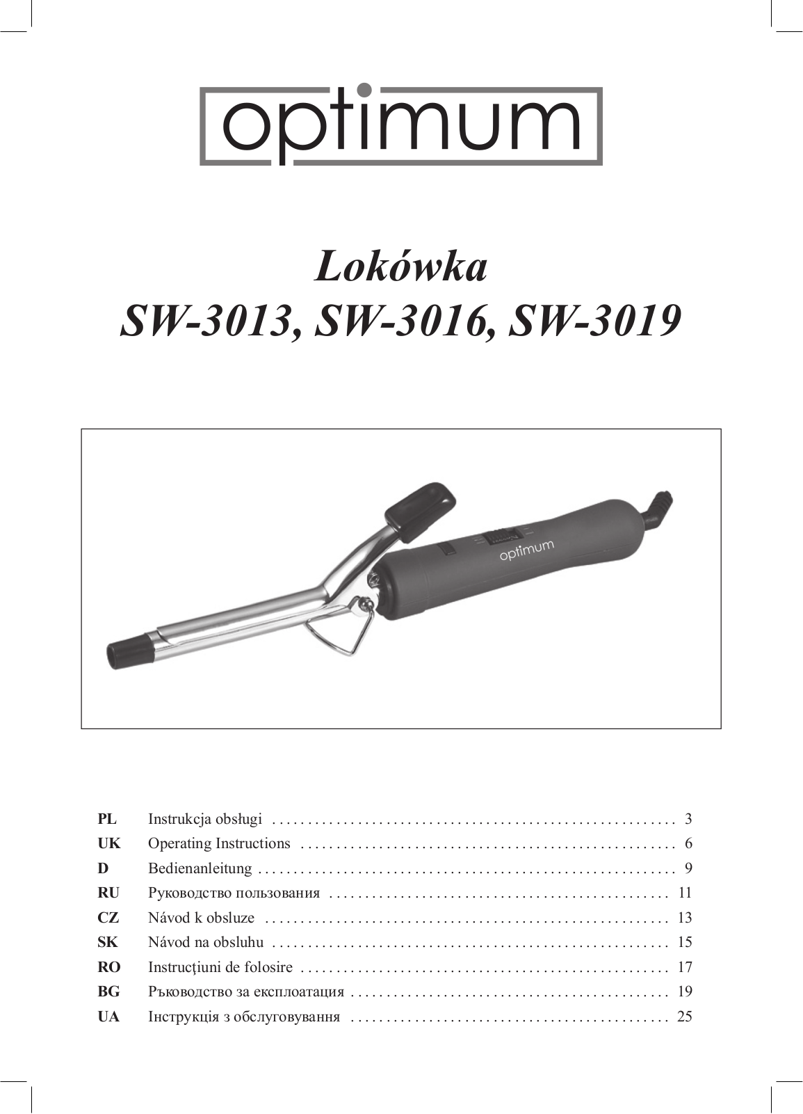 OPTIMUM SW-3013, SW-3016 User guide - ManualMachine.com