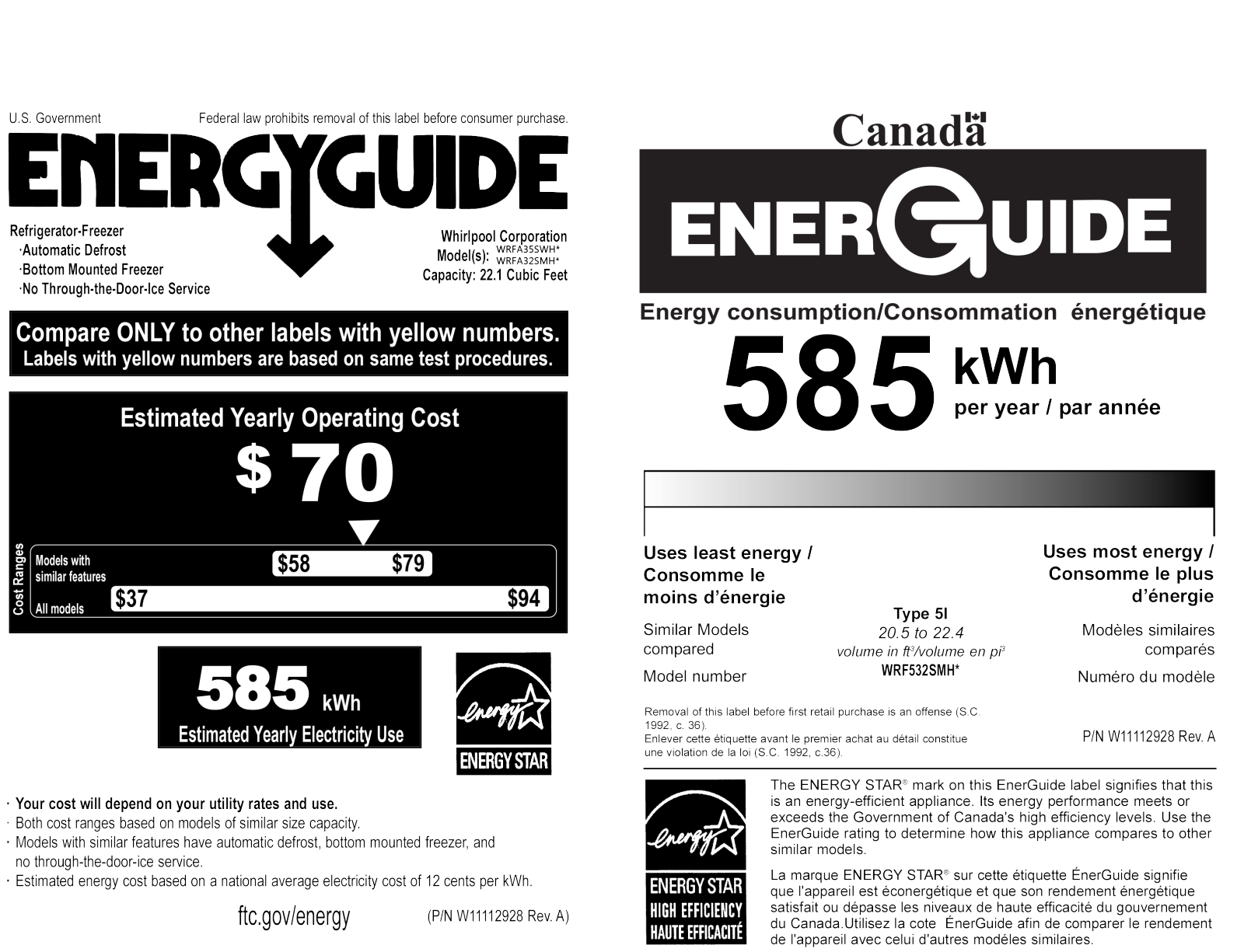 Whirlpool WRFA35SWHZ Energy manual