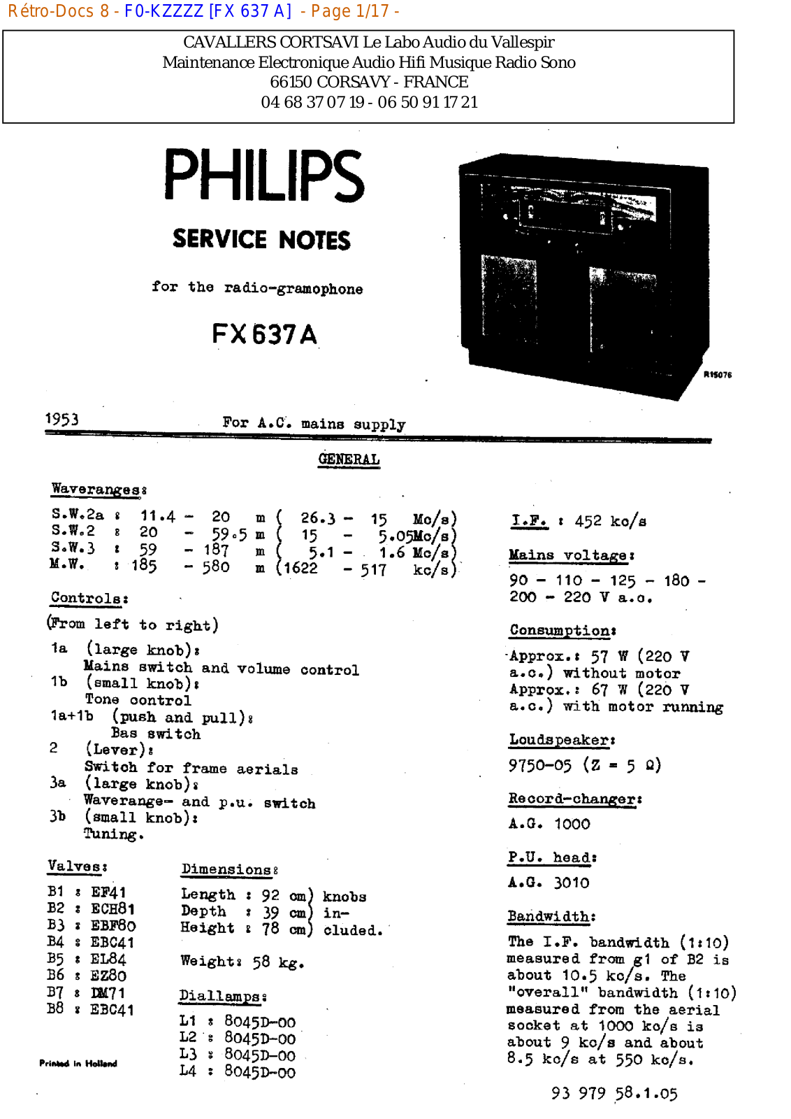 Philips fx 637 a Datasheet - ManualMachine.com