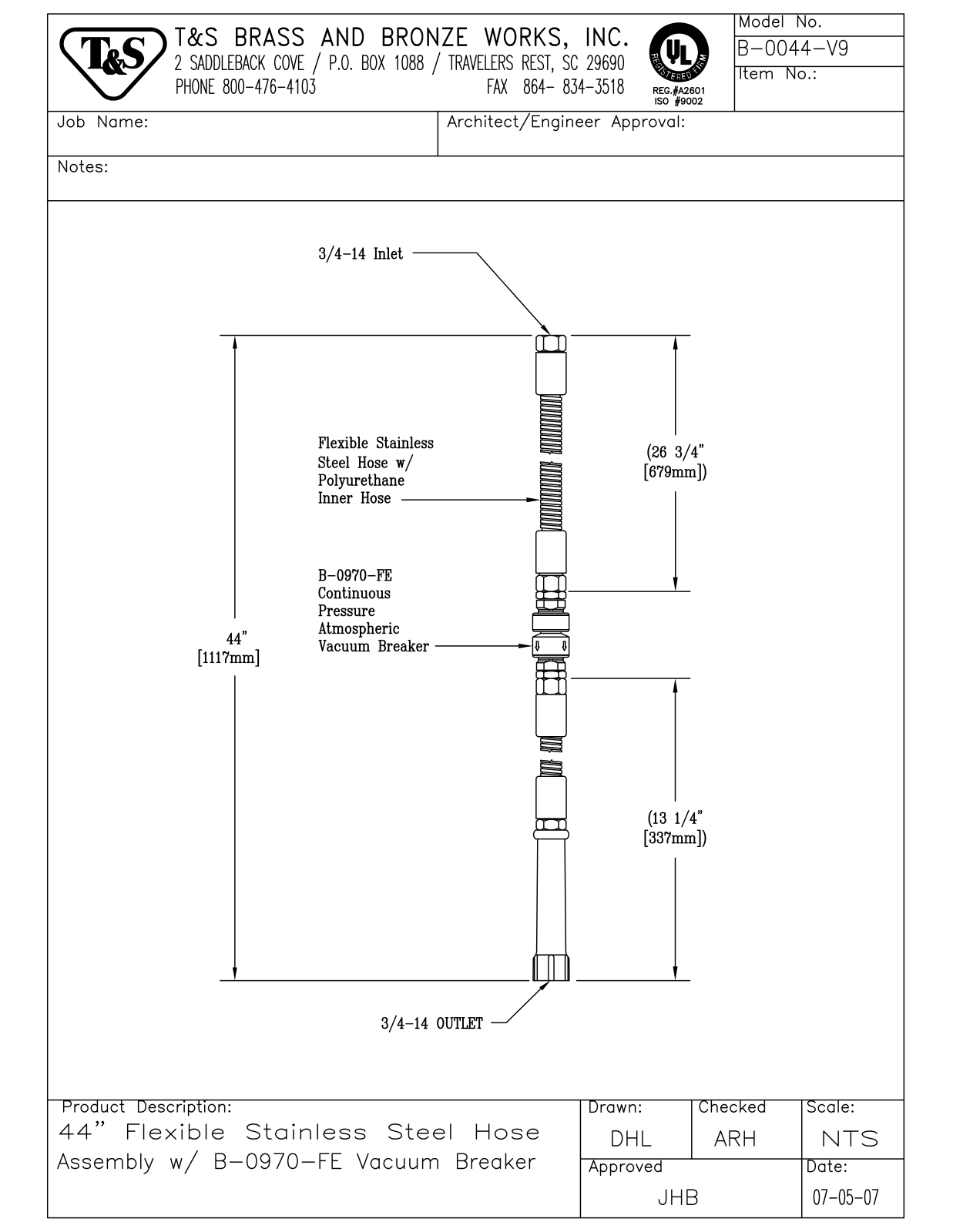 T & S Brass & Bronze Works B-0044-V9 General Manual