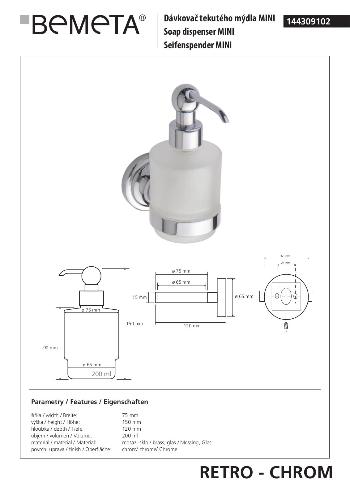 Bemeta RETRO - BRONZ 144309102 User guide - ManualMachine.com