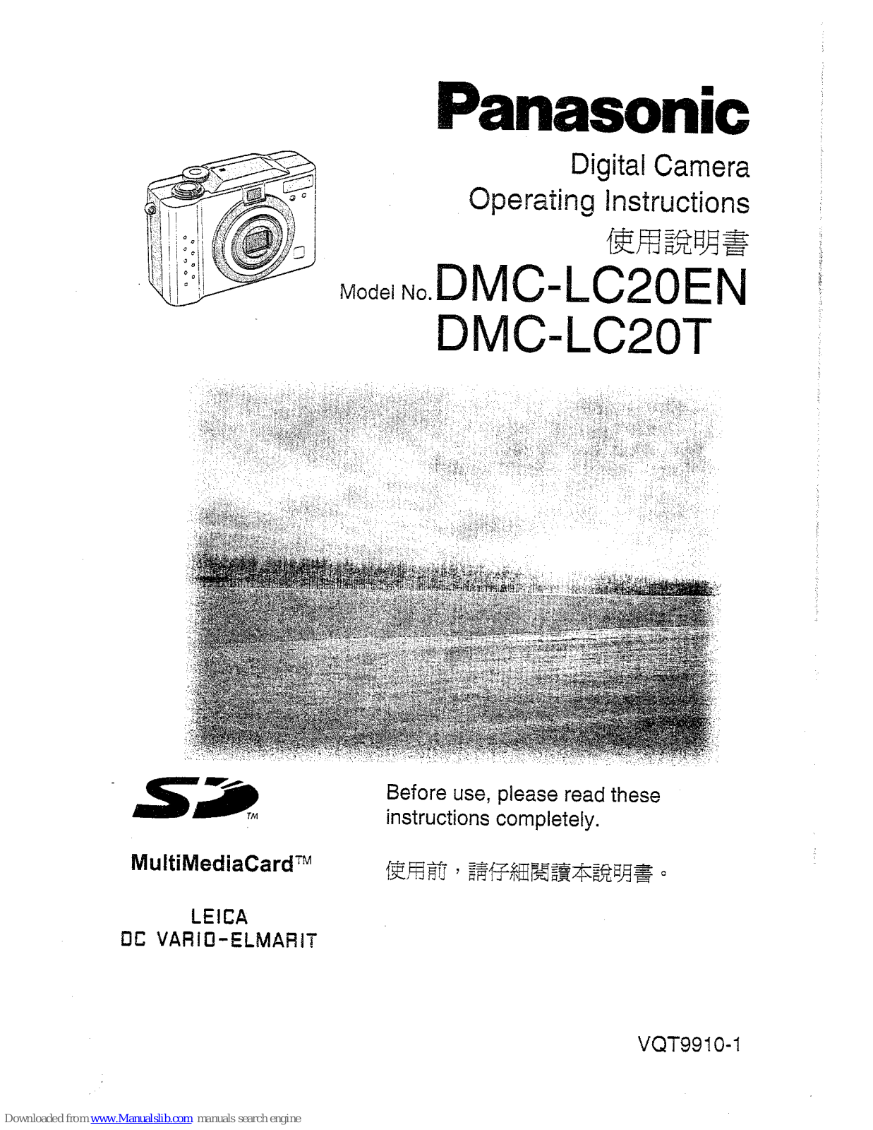 Panasonic Lumix DMC-LC20EN, Lumix DMC-LC20T Operating Instructions Manual