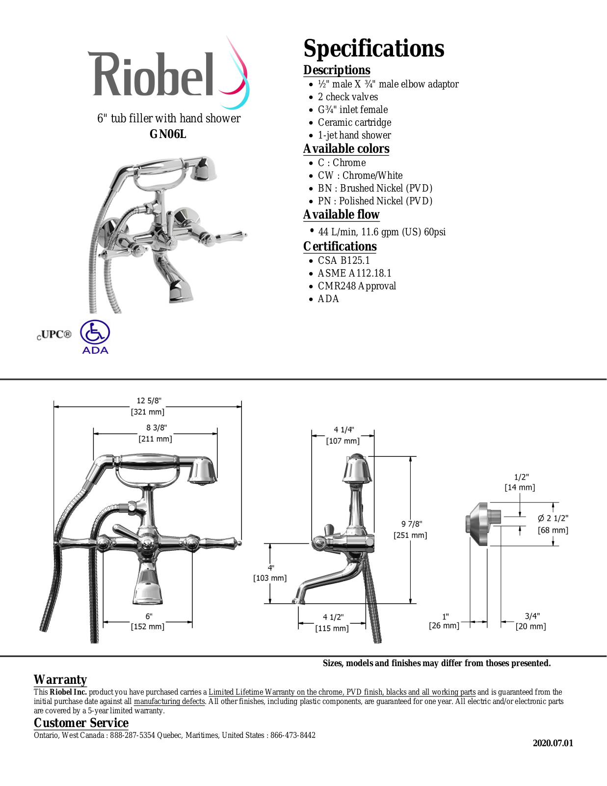 Riobel GN06LBN Specifications - ManualMachine.com
