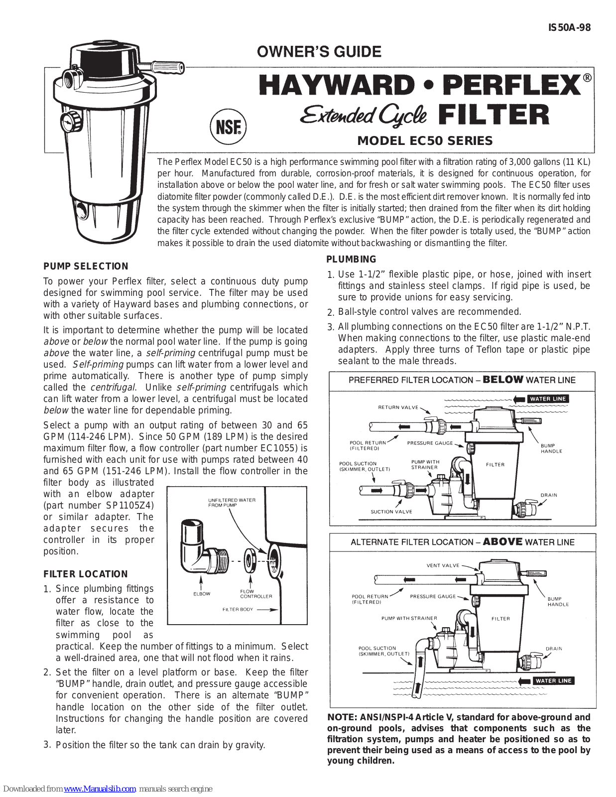 Hayward Perflex EC50 Owner's Manual