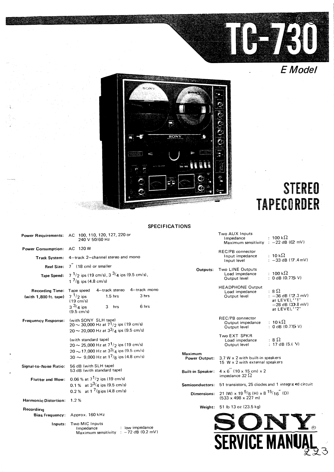 Sony TC-730 Service manual