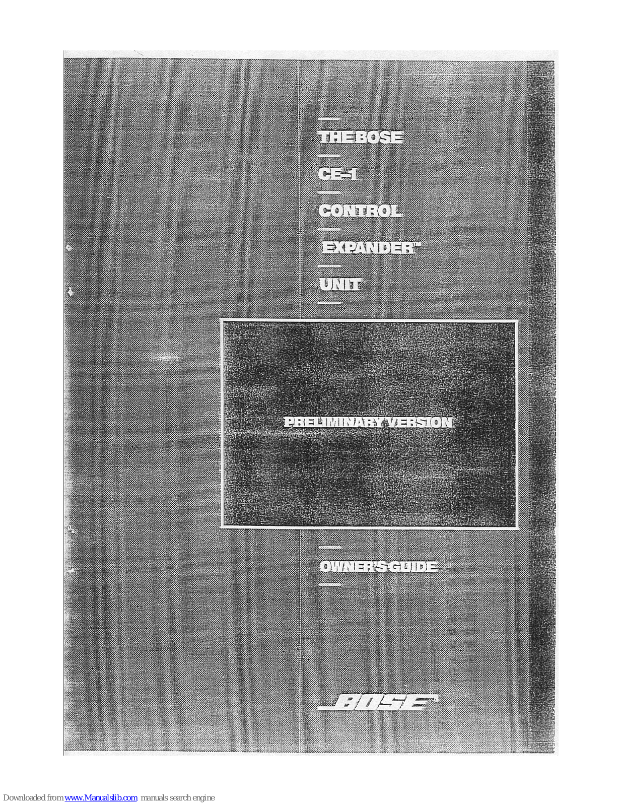 Bose CE-1 CONTROL EXPANDER UNIT Owner's Manual