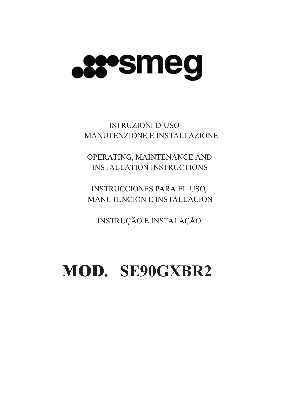 SMEG SE90GXBR2 User Manual