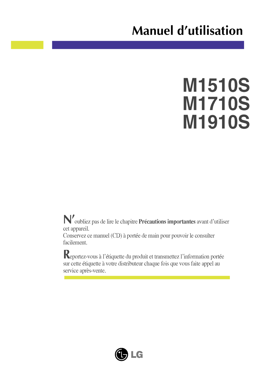 LG M1710S-BN, M1510S-BN, M1910S-BN User Manual