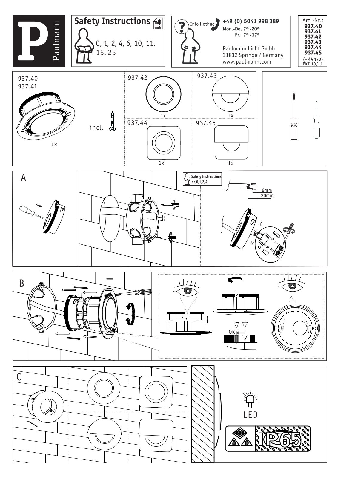 Paulmann 93745, 93744 Safety instructions - ManualMachine.com