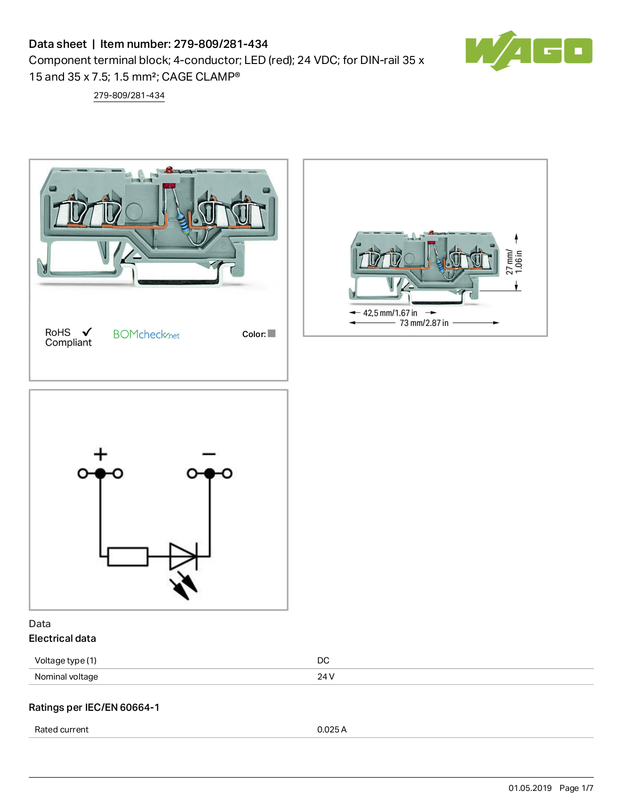 Wago 279-809/281-434 Data Sheet