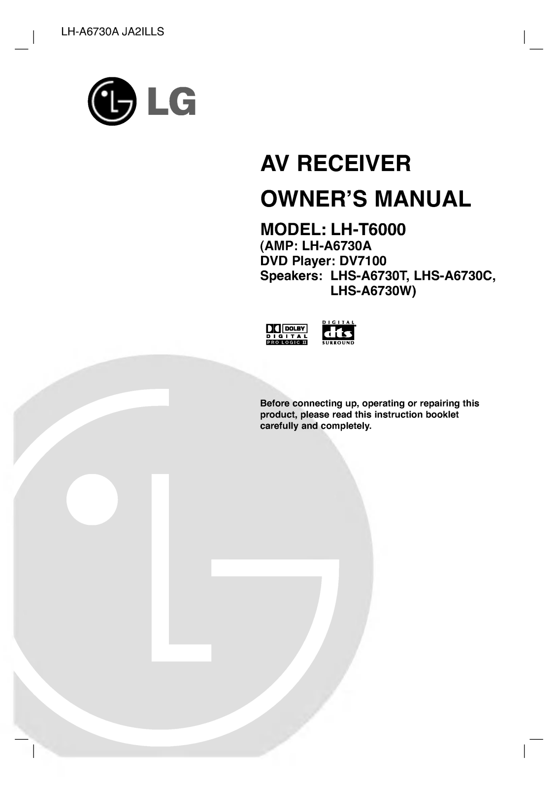 LG LH-A6730A Owner’s Manual