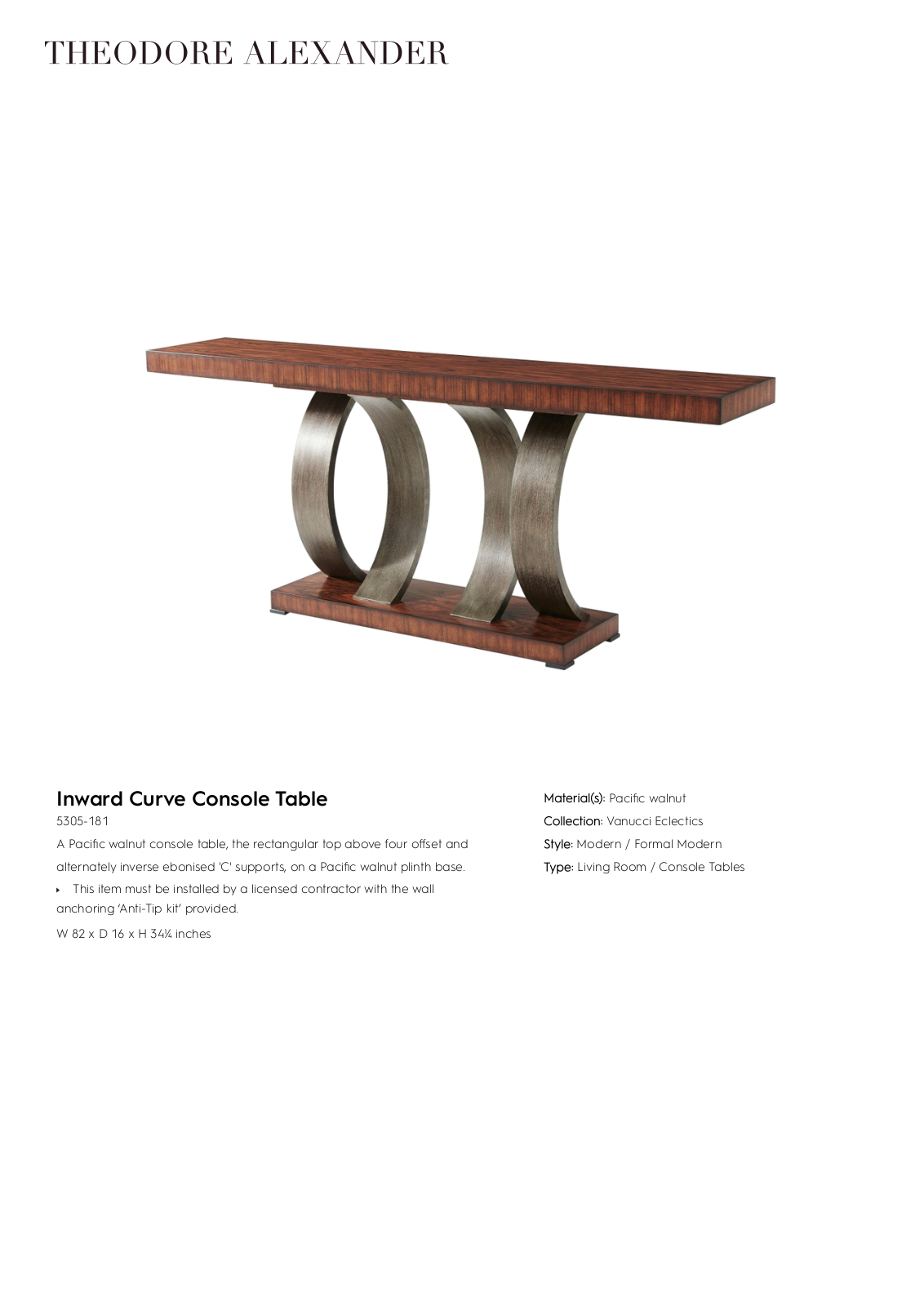 Theodore Alexander FPLJ1122 Specifications - ManualMachine.com