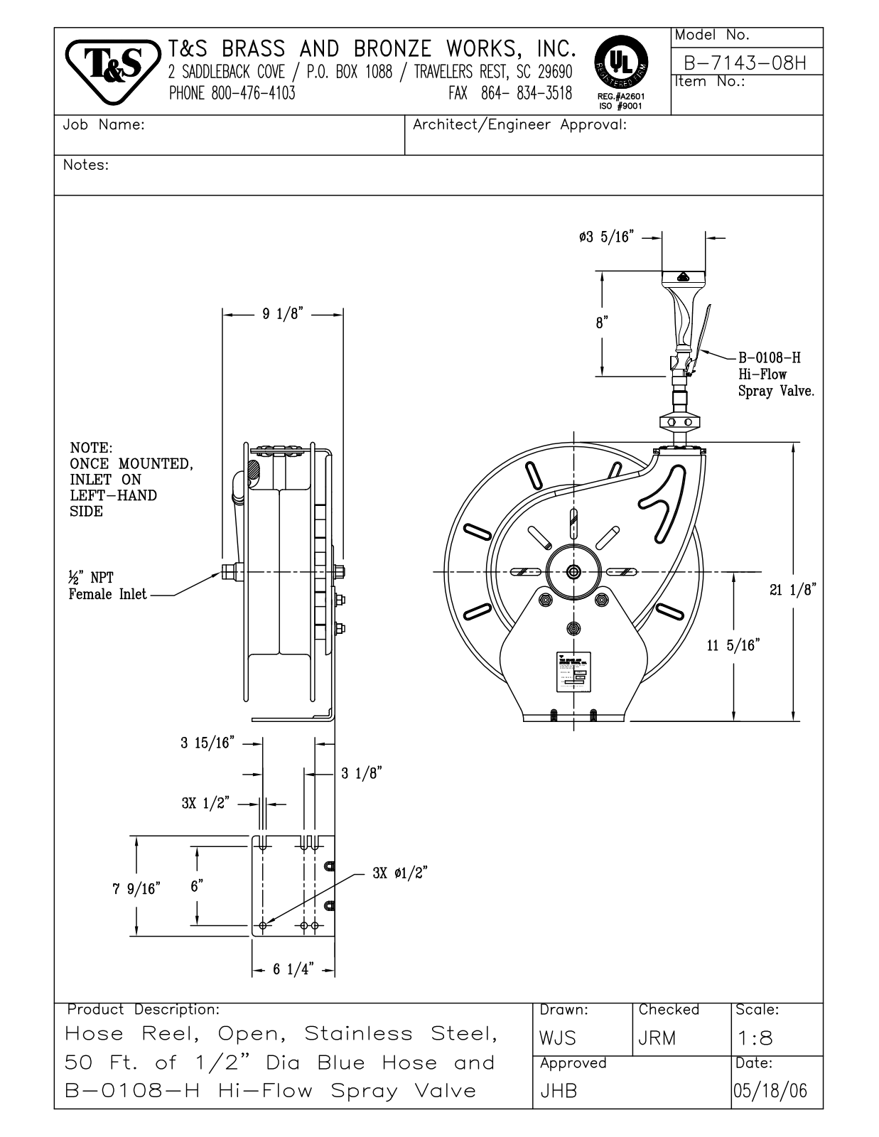 T&S Brass Manuals B-7143-08H User Manual