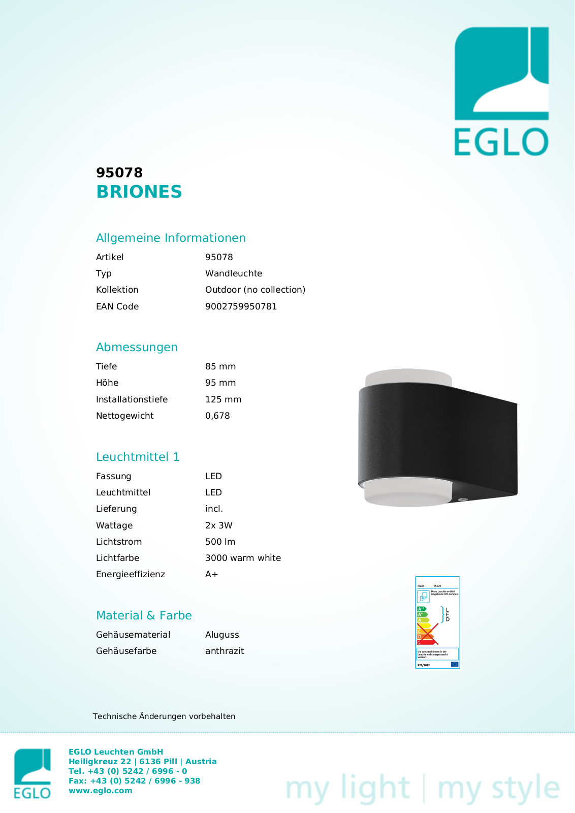 Eglo 95078 Service Manual