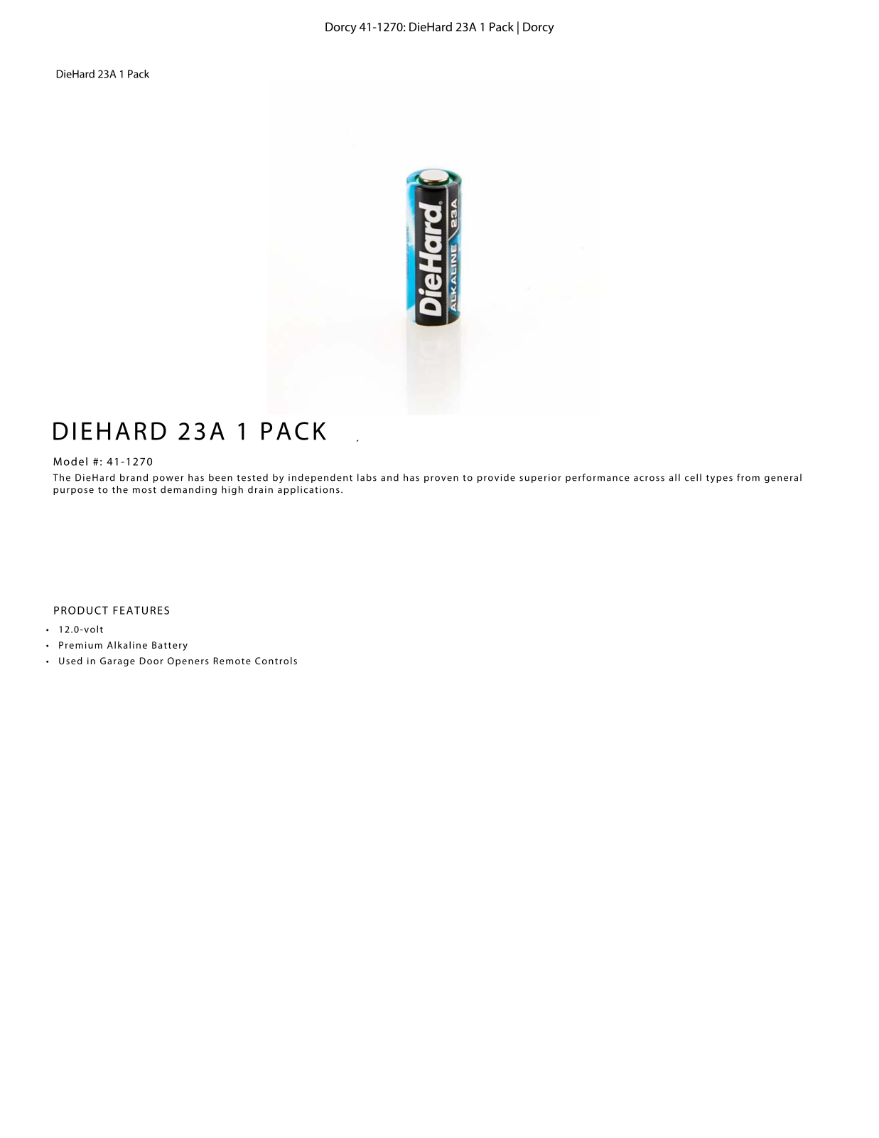 DieHard 41-1270 Data Sheet - ManualMachine.com