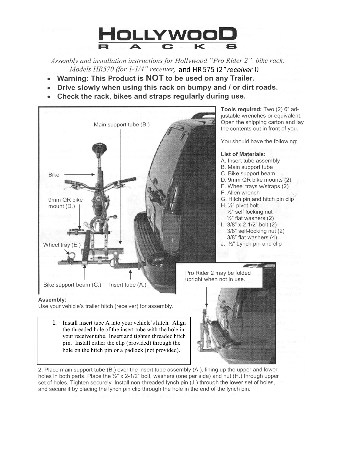 Hollywood Racks HR575 User Manual