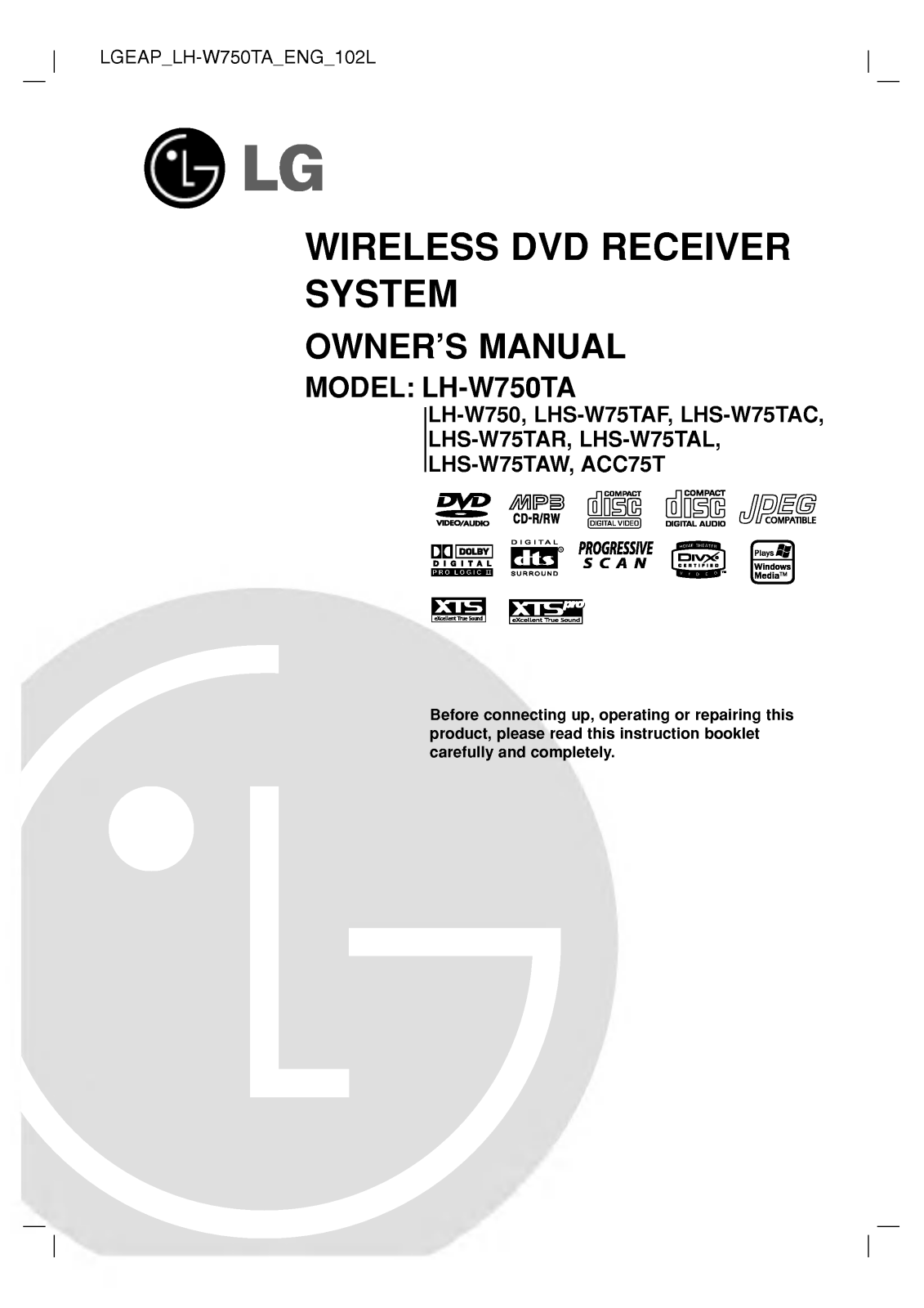LG LH-W750TA Owner’s Manual