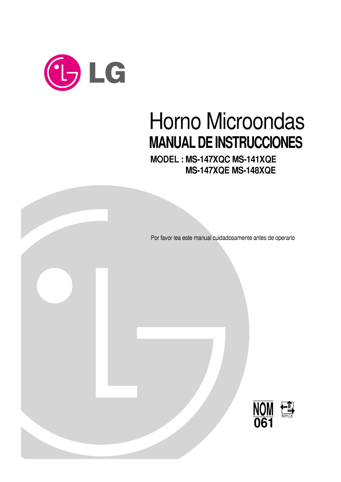 LG MS-147XQC, MS-141XQE, MS-147XQE, MS-148XQE Service Manual