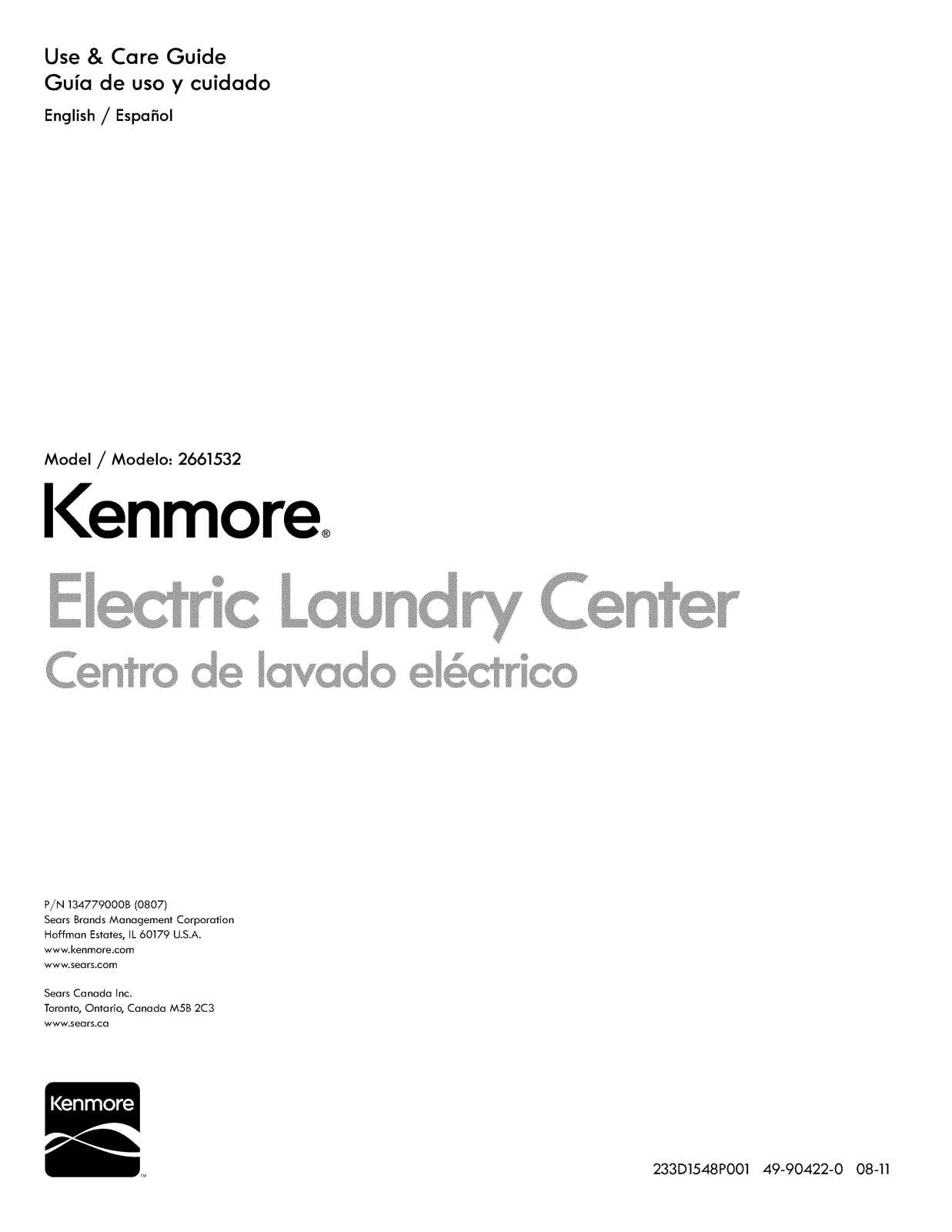 Kenmore 36361542411, 36361542410, 36361542310, 36361542211, 2661532513 Owner’s Manual