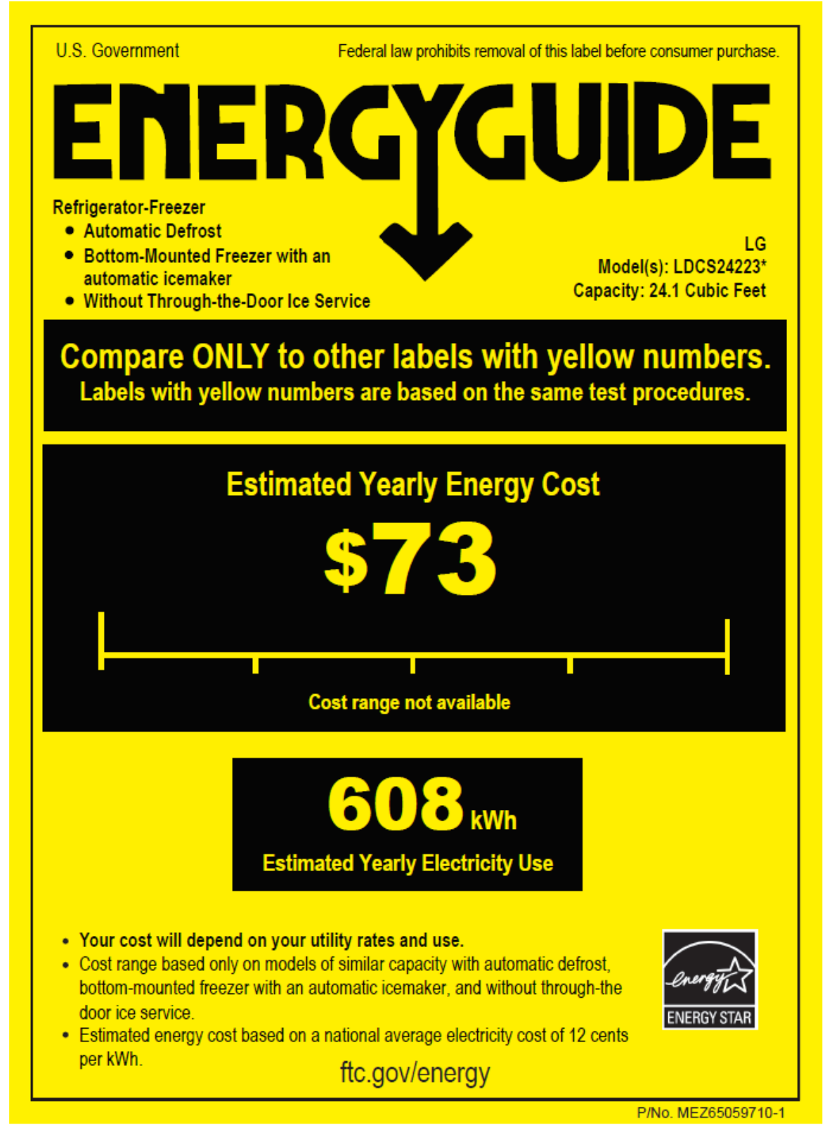 Lg LDCS24223W Energy Guide