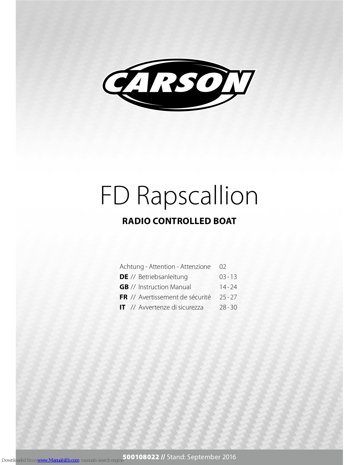 Carson FD Rapscallion Instruction Manual