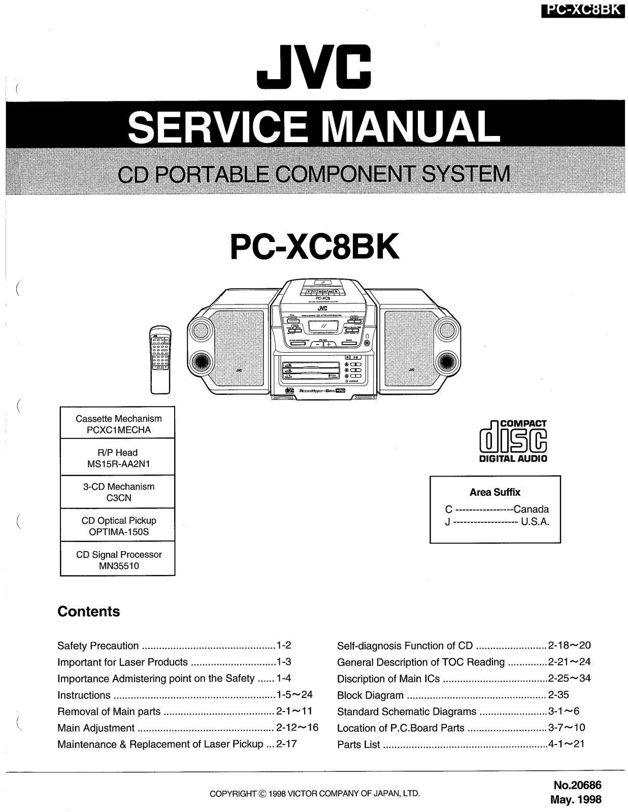 JVC PC-XC8BKC, PC-XC8BKJ Service Manual