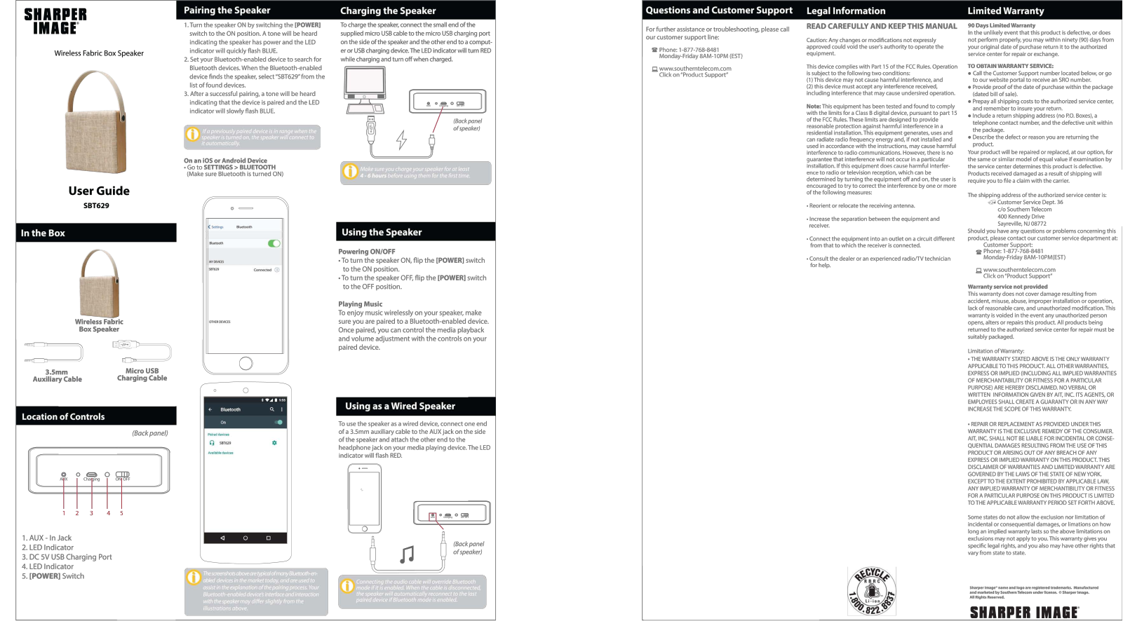 Sharper image SBT629 User Manual