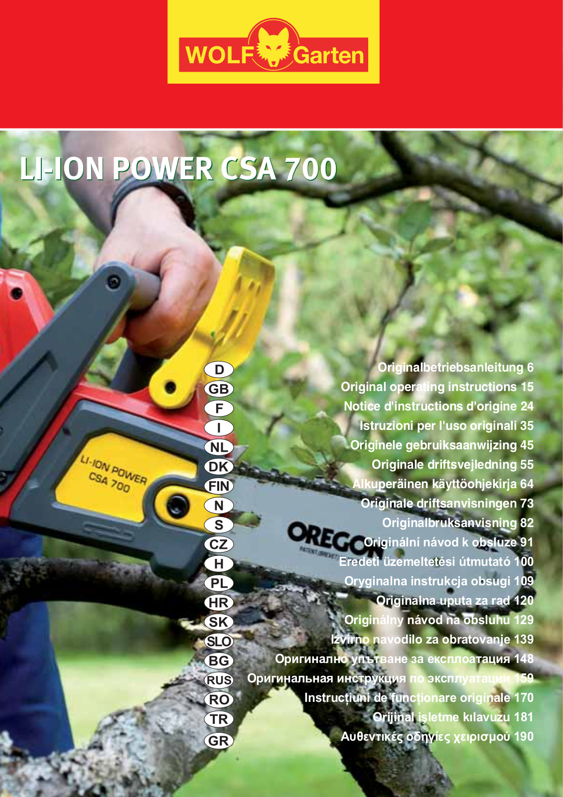 Wolf Garten LI-ION POWER CSA 700 Operating Instructions