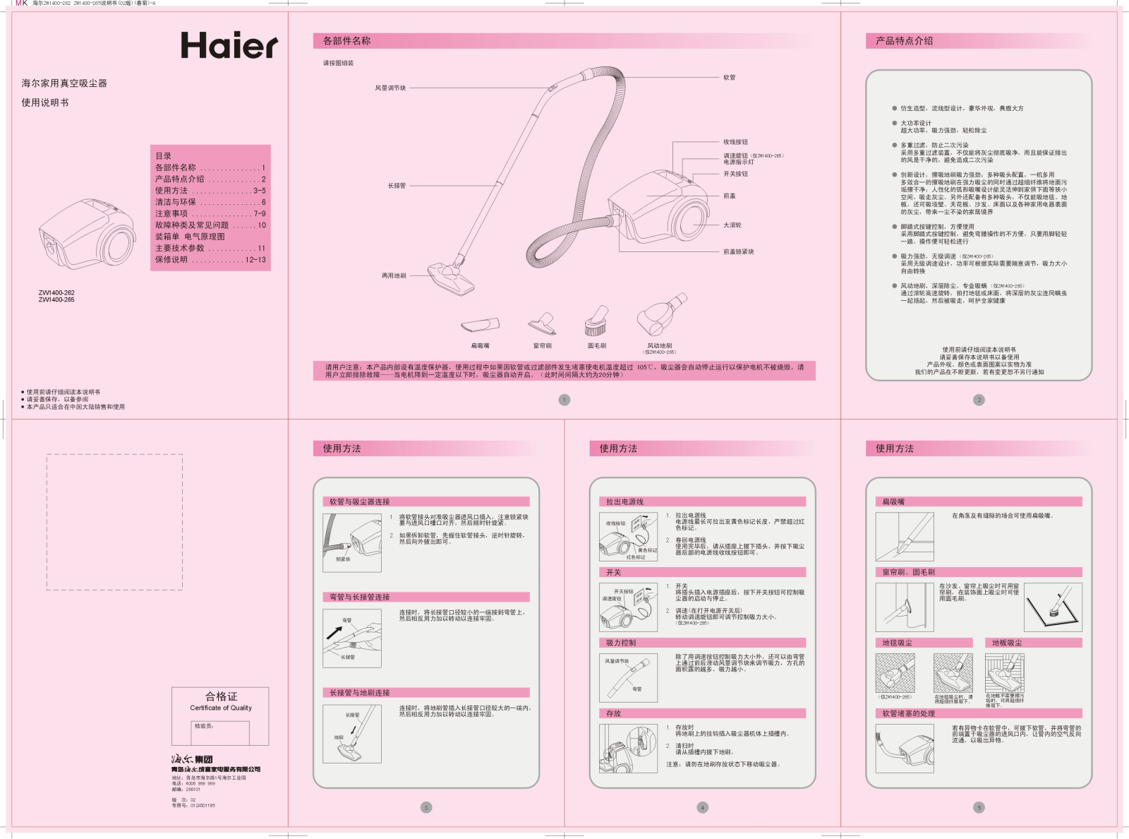 Haier ZW1400-262 User Manual