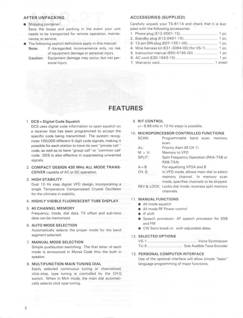 KENWOOD TS-811A User Manual