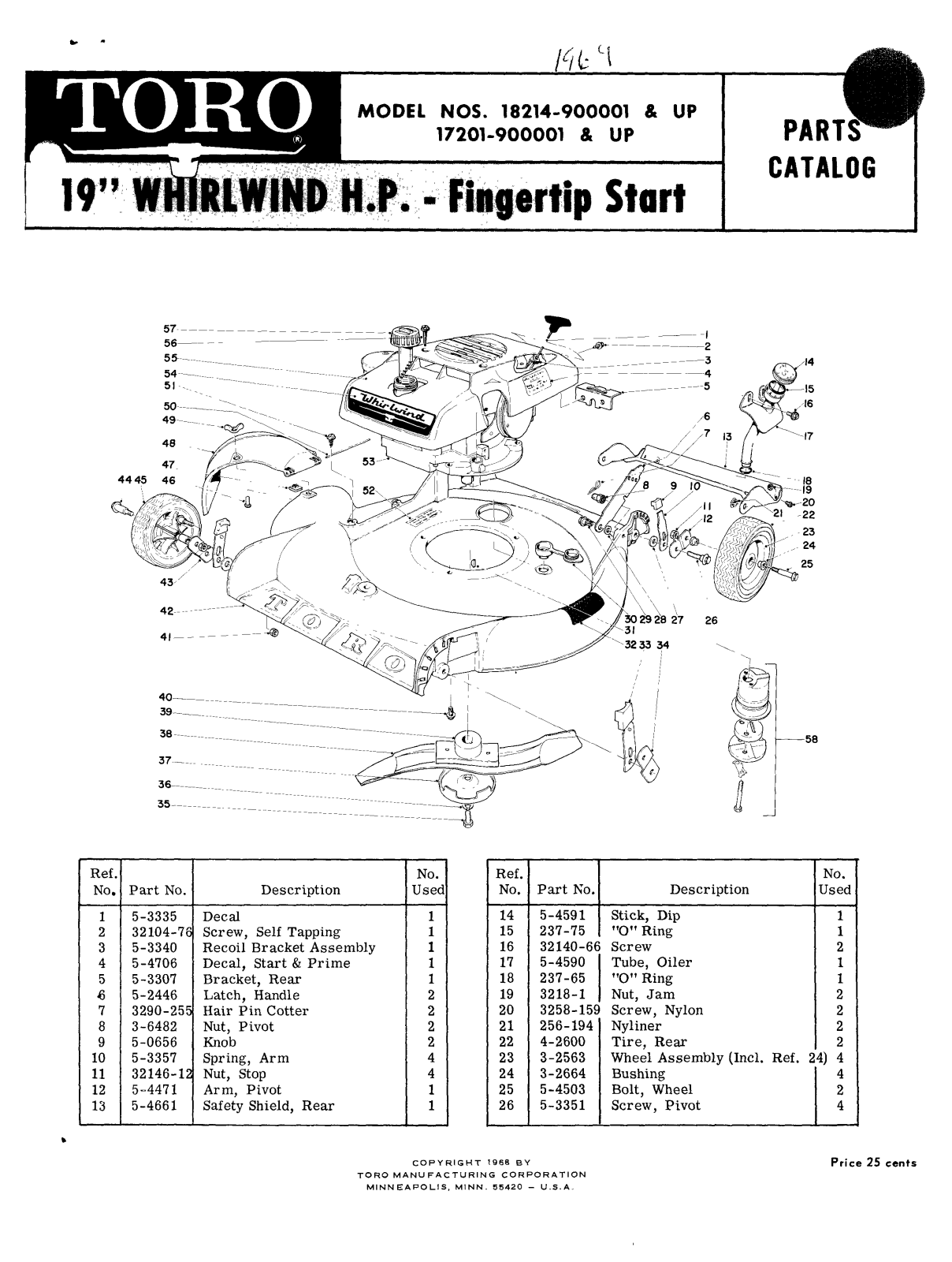 Toro 17201, 18214 Parts Catalogue