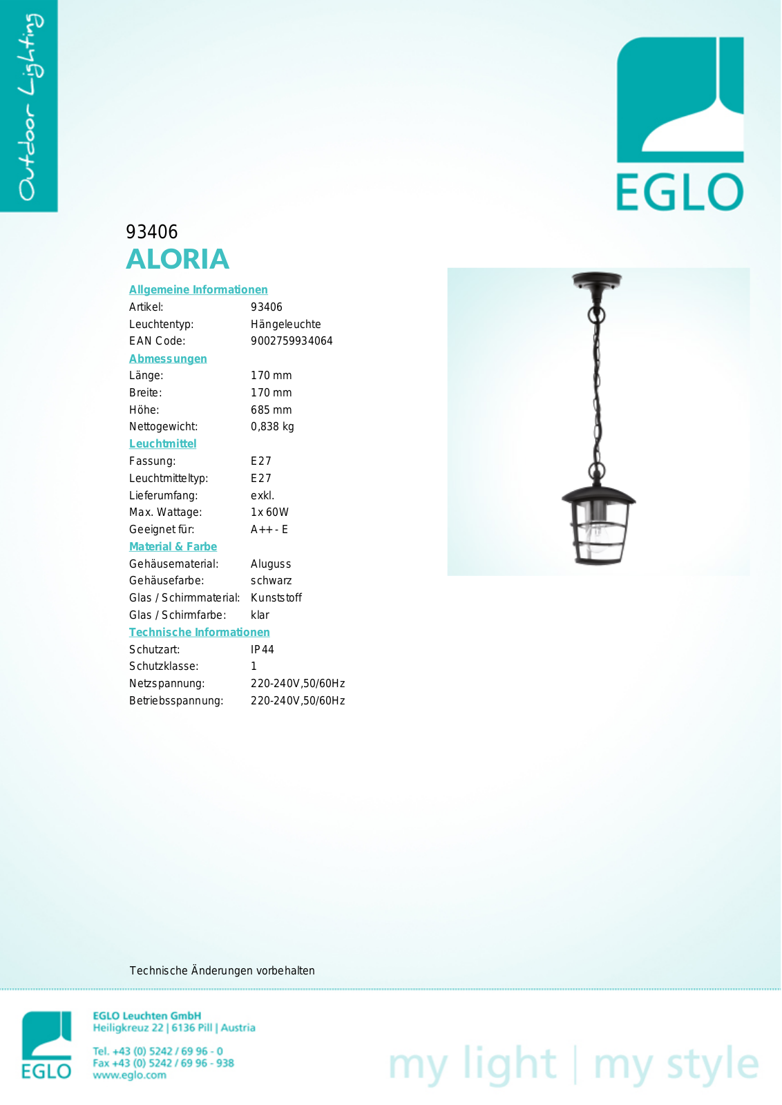 Eglo 93406 Service Manual