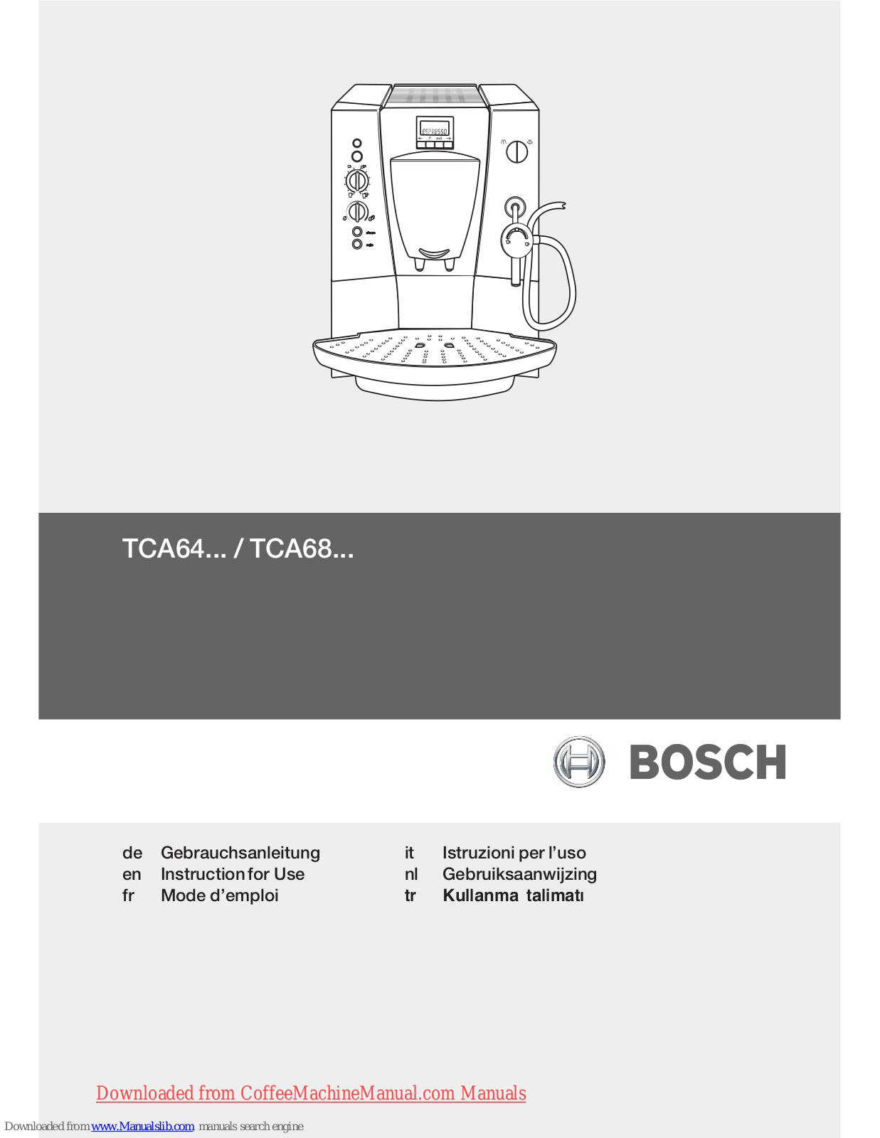 Bosch TCA64, TCA68 Instructions For Use Manual
