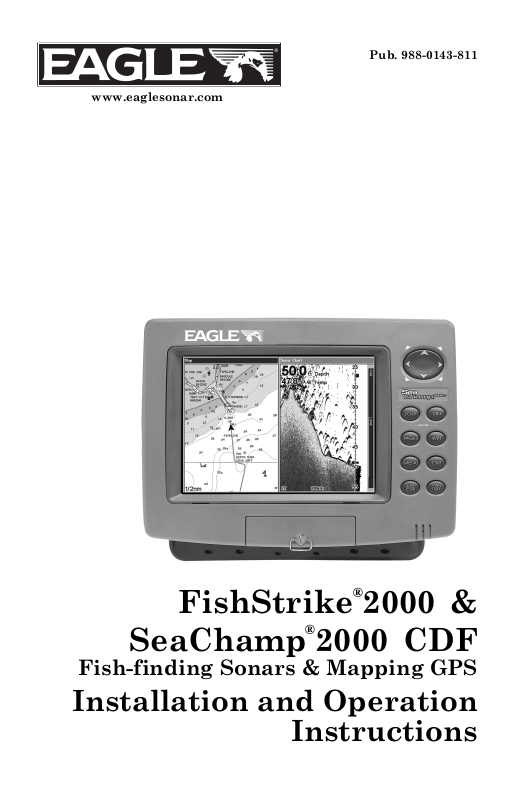 Eagle Fishstrike 1000C Sonar /GPS fish finder Combo With Transom Mount