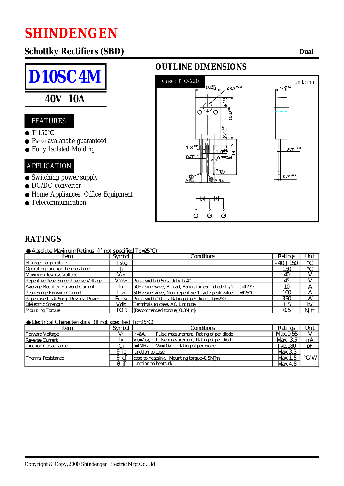 Datasheet D10SC4M Datasheet (Shindengen) - ManualMachine.com