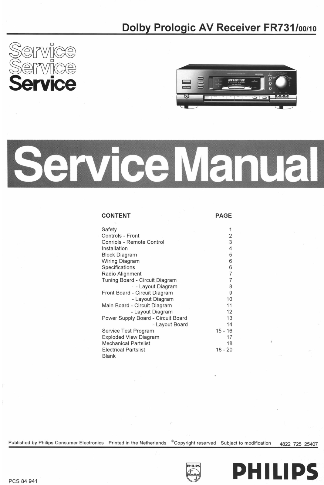 Philips FR-731 Service manual