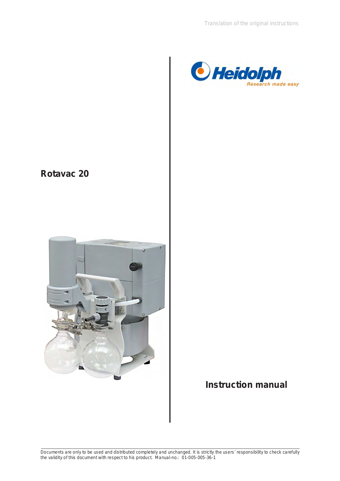 Heidolph ROTAVAC 20 User Manual