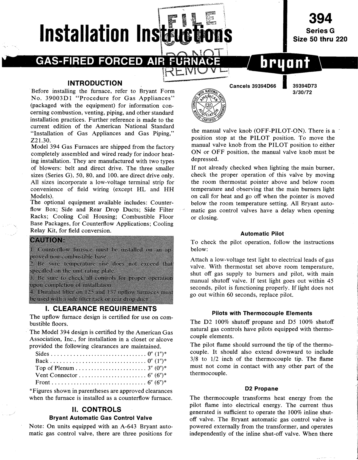 Bryant 394 User Manual