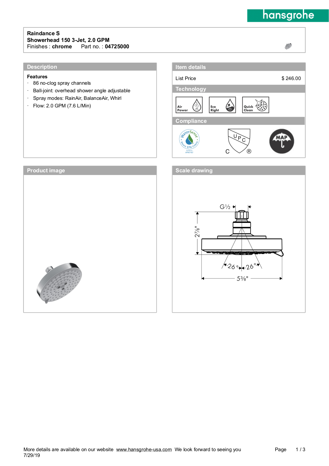 Hansgrohe GCDC1218 Specifications - ManualMachine.com