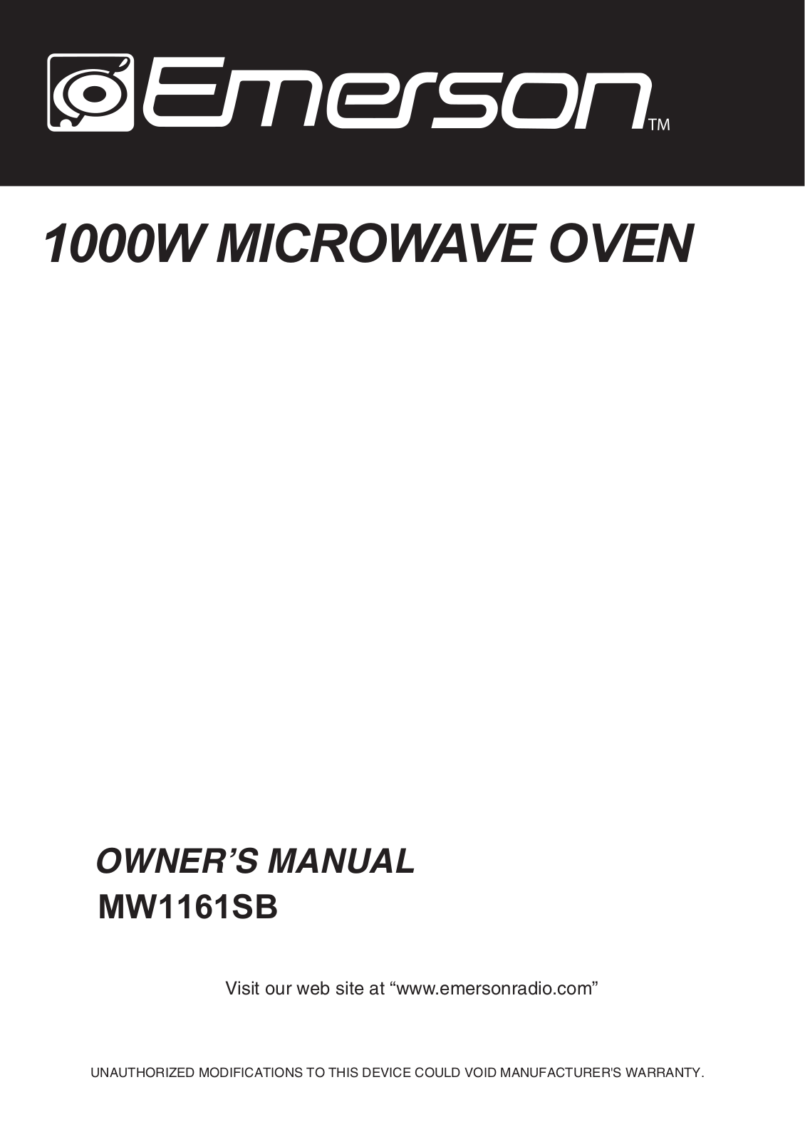 Emerson MW1161SB User Manual