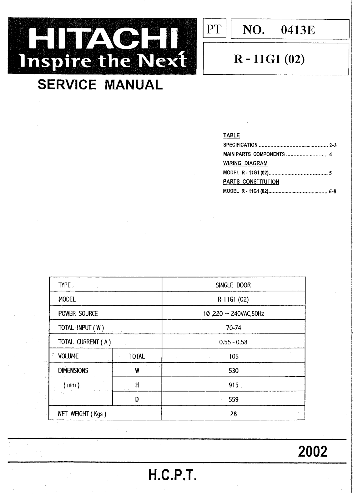 Hitachi R-11G1 Service Manual