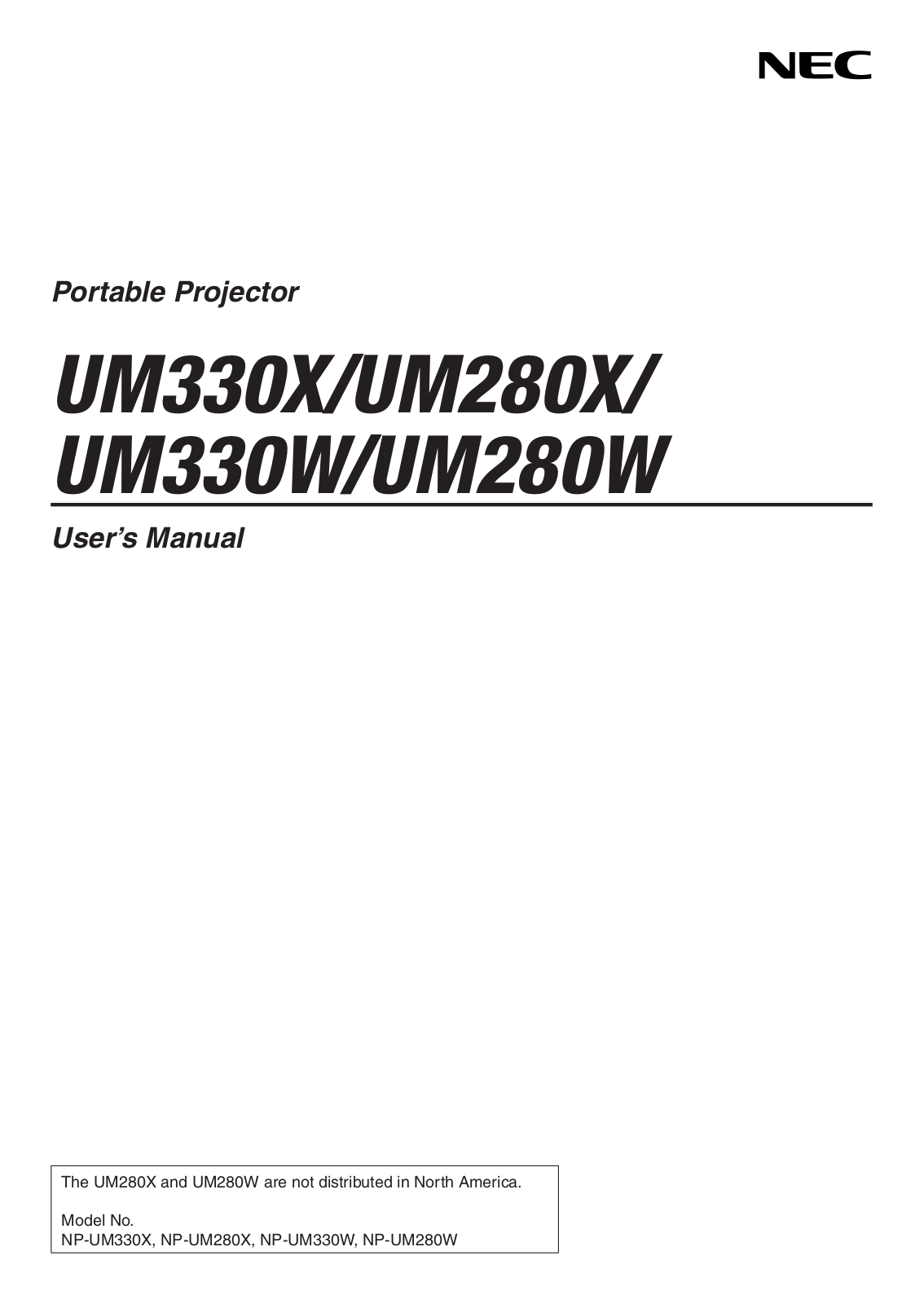 NEC UM330Xi-WK1, UM330X-WK1, UM330X, UM330Wi-WK1, UM330W-WK1 User Manual