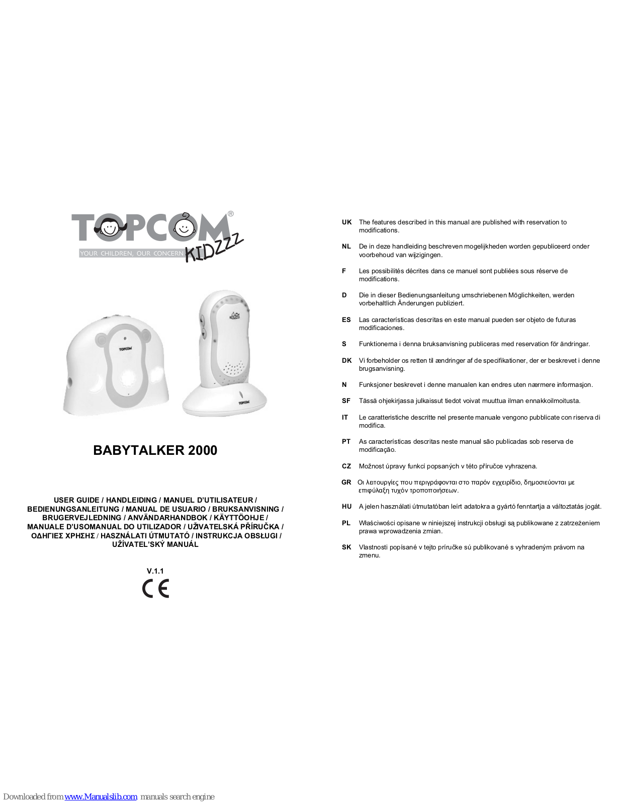 Topcom 2000, Babytalker 2000 User Manual