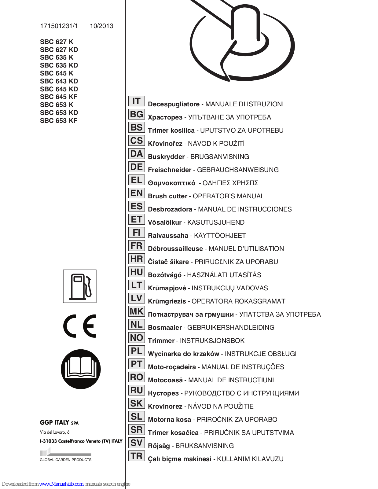 Stiga SBC 653 KF, SBC 653 KD, SBC 653 K, SBC 645 KF, SBC 645 KD Operator's Manual