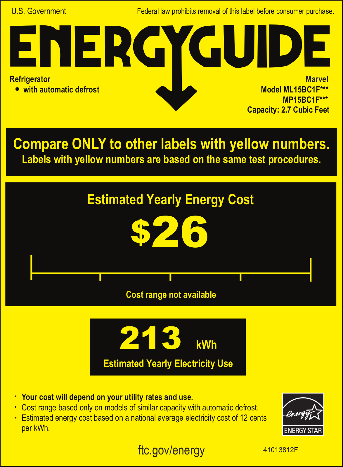 Marvel ML15BCF3LP Energy manual