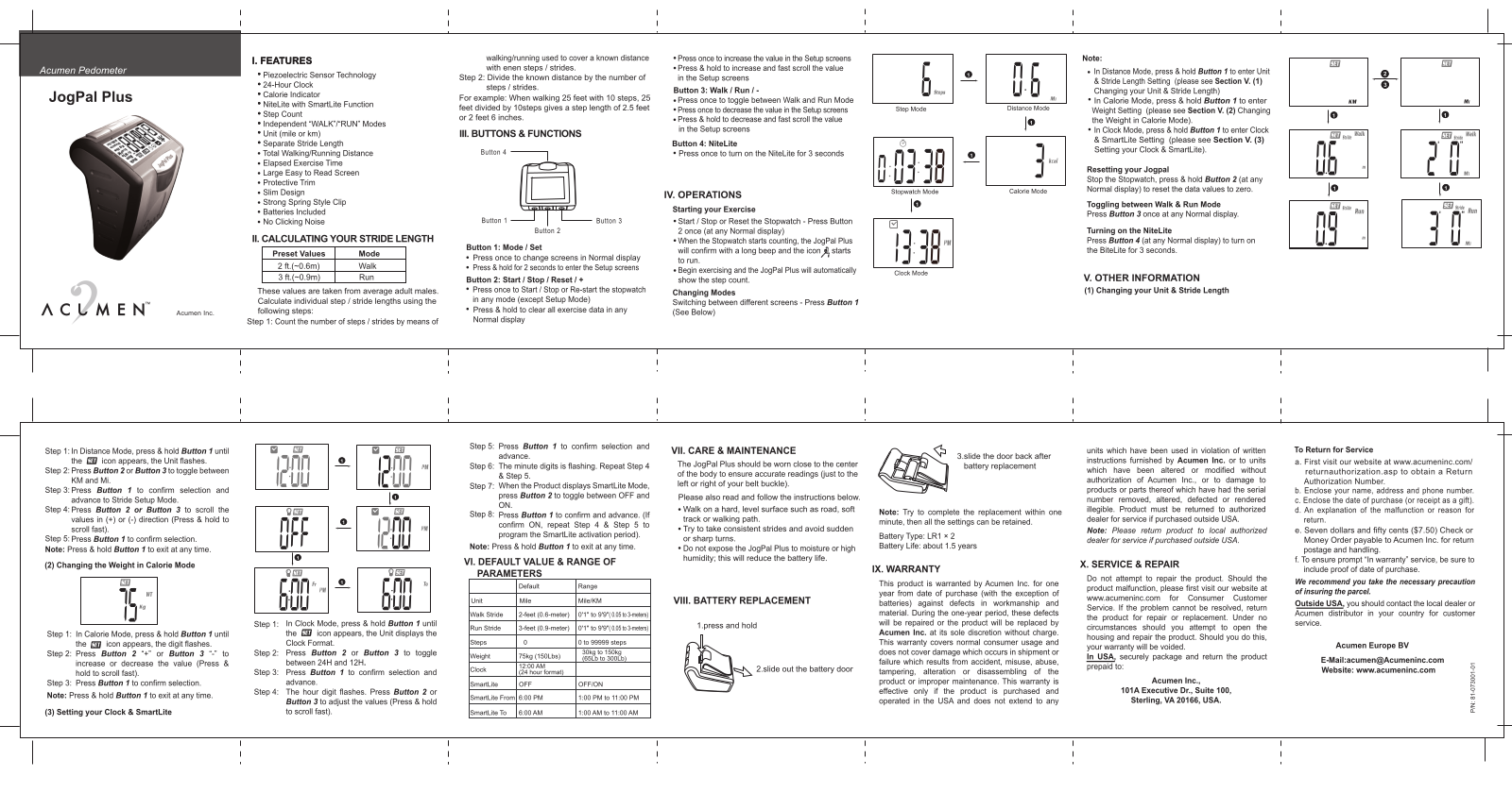 Acumen JogPal Plus User Manual