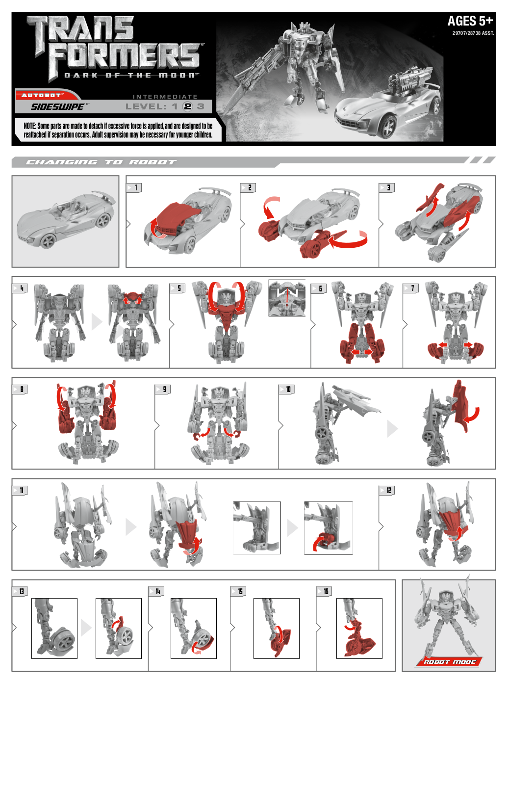 HASBRO Transformers DOTM Sideswipe, TRANSFORMERS MECHTECH Deluxe Class SIDESWIPE User Manual