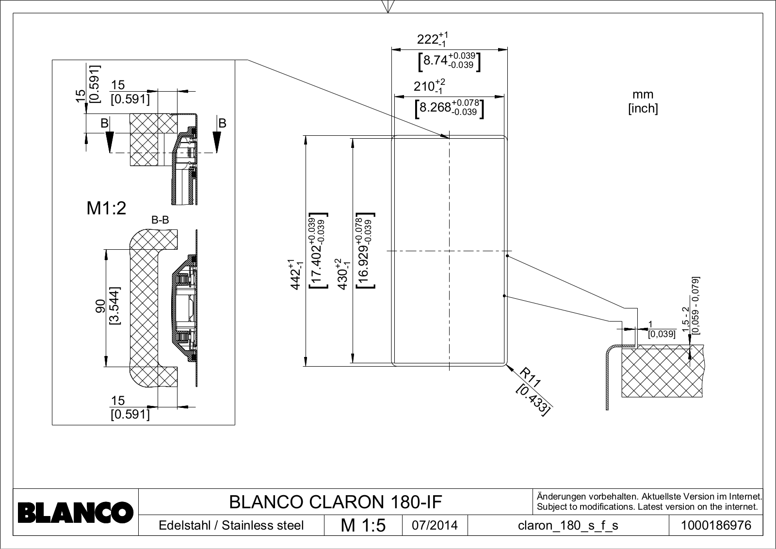 Blanco CLARON 180-IF User guide