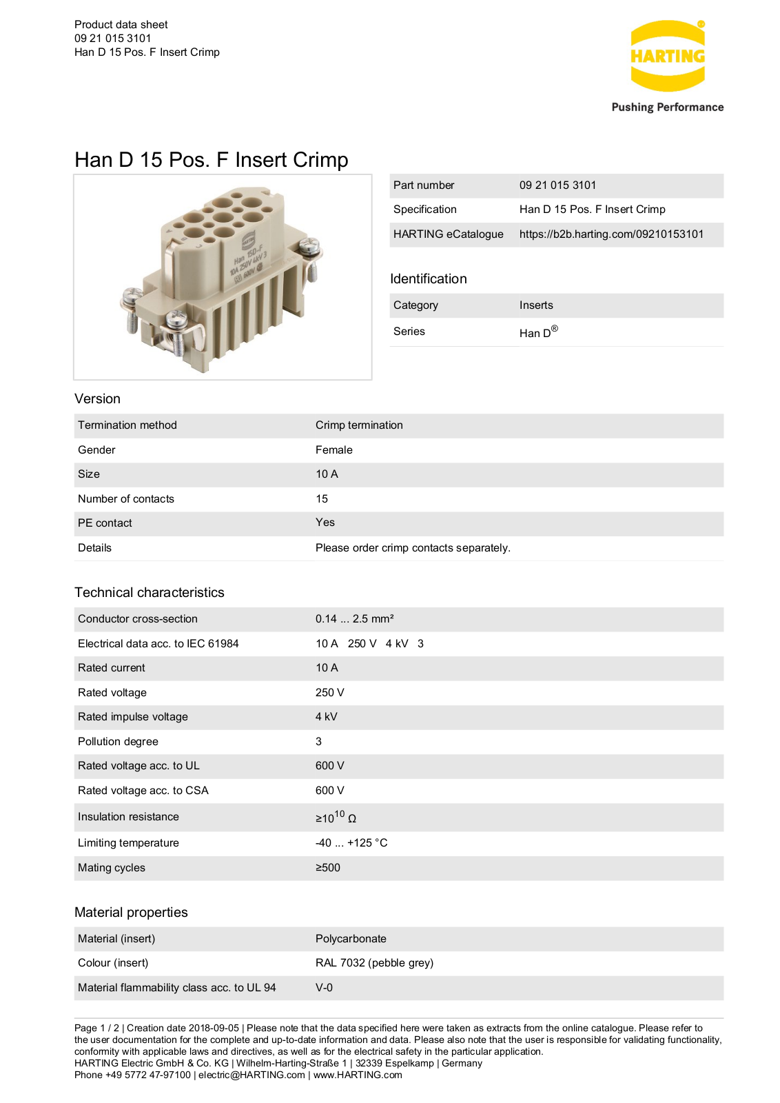 HARTING 09210153101 Datasheet - ManualMachine.com
