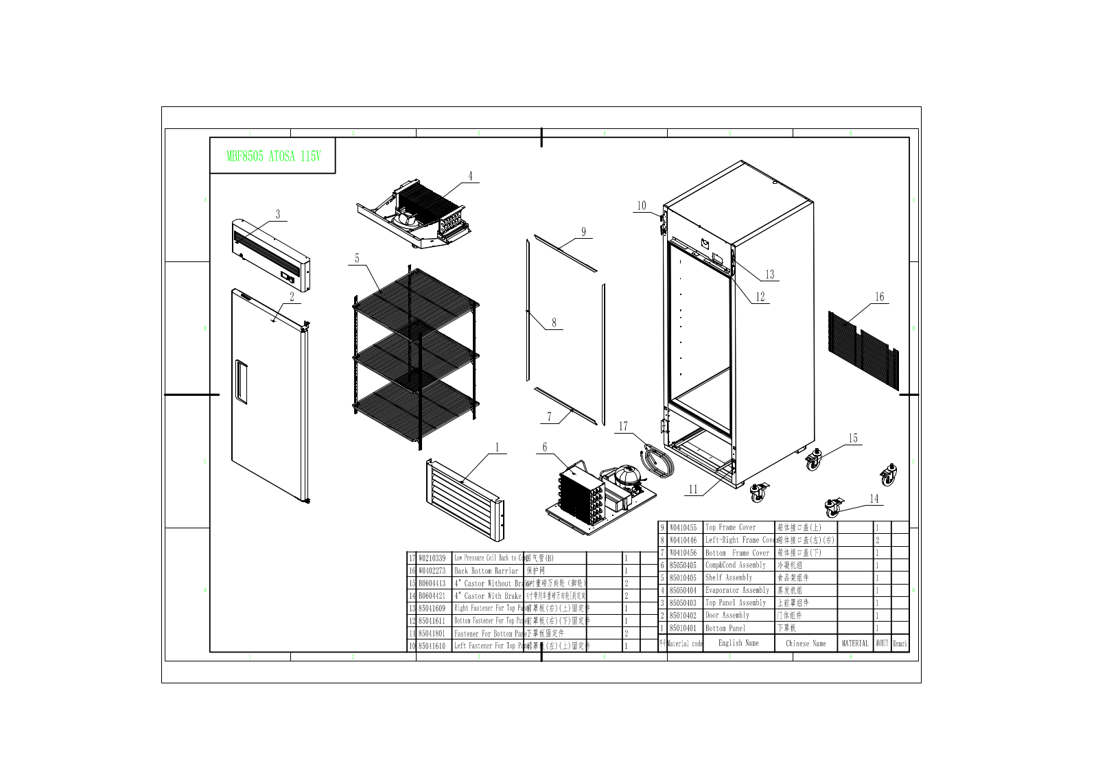 Atosa MBF8505 PARTS LIST